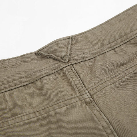 Khaki Vintage Low Waisted Pockets Streetwear Pants