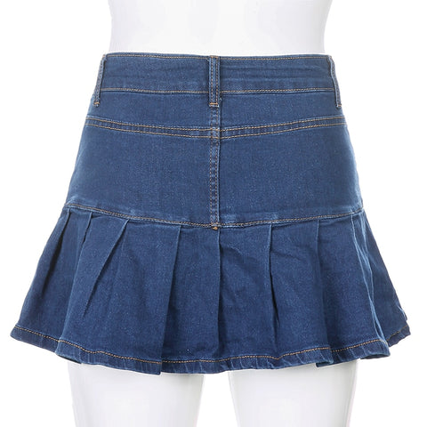 Women Jeans Skirts High Waist Pleated Skirts