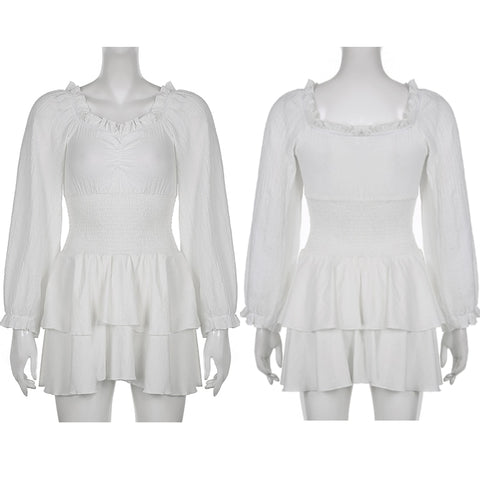 Women Chiffon Slash Neck Mini Dress