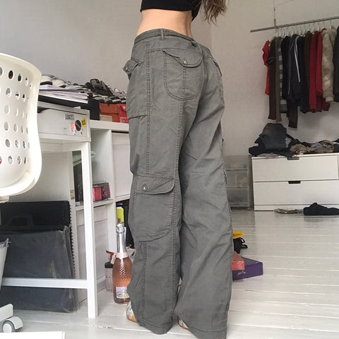 Green Cargo Jeans Big Pockets Vintage Trousers