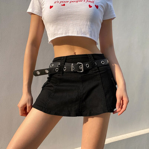 Big Pocket Mini Zipper Short Skirt