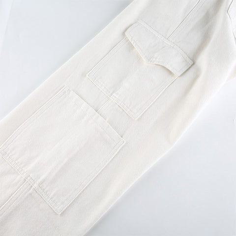 White Cargo Vintage Casual Baggy Sweatpants