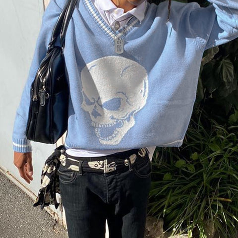 Long Sleeve Cartoon Knitted Oversized Sweater