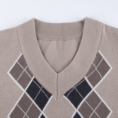 Autumn Casual Preppy Style Vintage V Neck Sweater