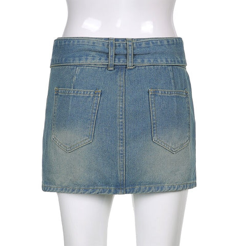 Women Summer Blue Denim Short Skirt