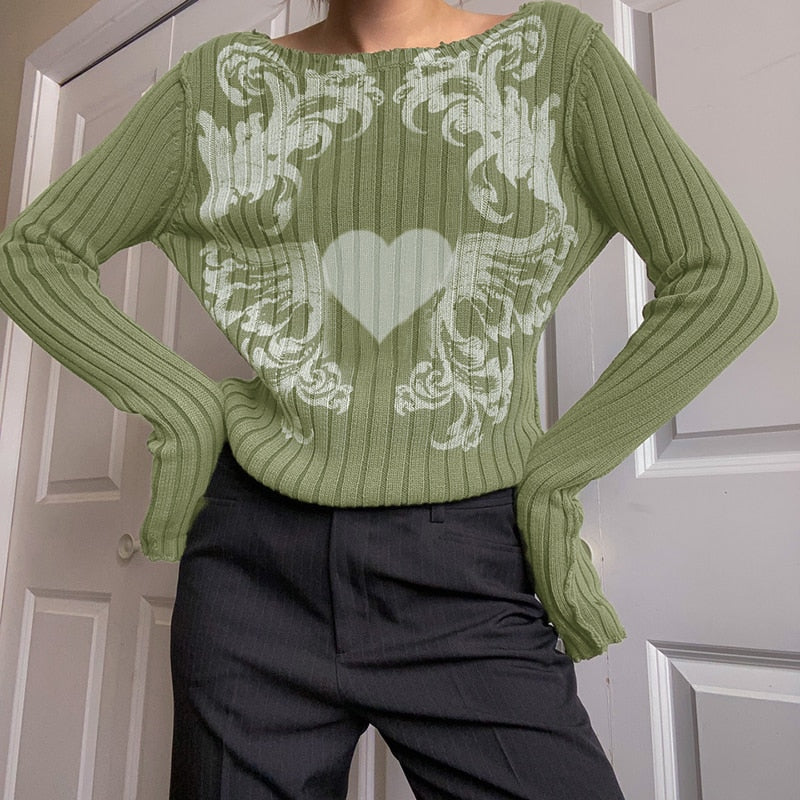 Women Graphic Printed Grunge Sweater
