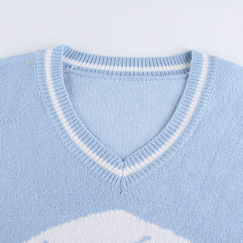 Long Sleeve Cartoon Knitted Oversized Sweater