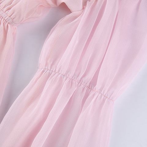 Women Chiffon Slash Neck Mini Dress