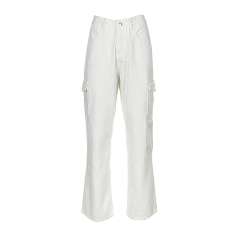 White Cargo Vintage Casual Baggy Sweatpants