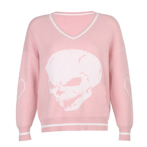 Long Sleeve Cartoon Knitted Oversized Sweater