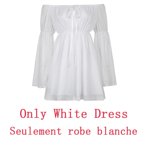 Women Chiffon Slash Neck Mini Dress