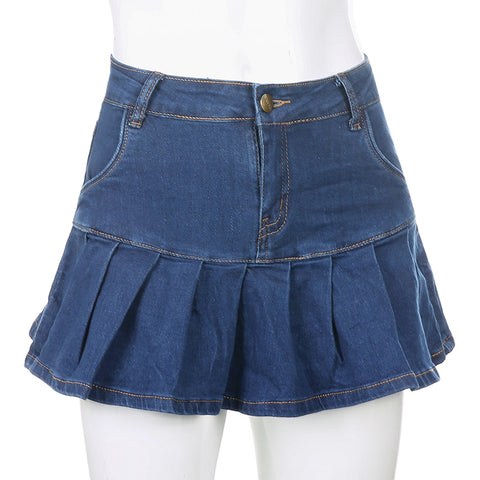 Women Jeans Skirts High Waist Pleated Skirts