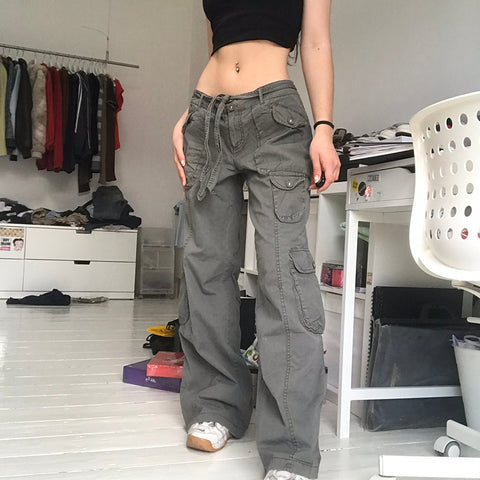 Green Cargo Jeans Big Pockets Vintage Trousers