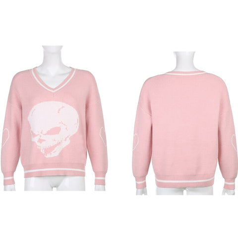Long Sleeve Cartoon Knitted Oversized Sweater