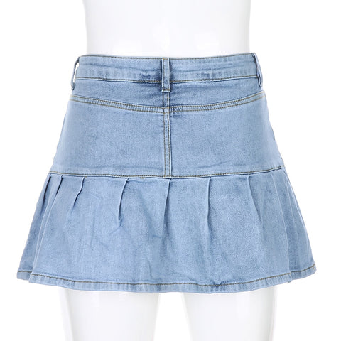 Women Jeans Skirts High Waist Pleated Skirts