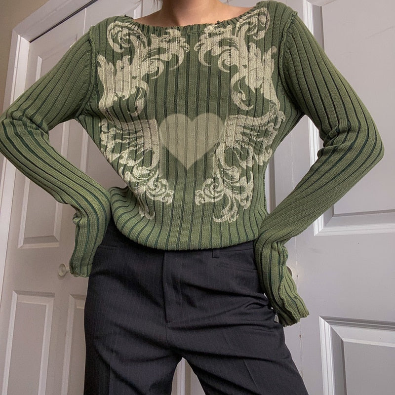 Women Graphic Printed Grunge Sweater