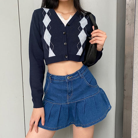 Women Jeans Skirts High Waist Pleated Skirts