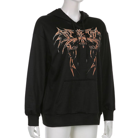 Butterfly Grunge Pockets Hooded Sweatshirts