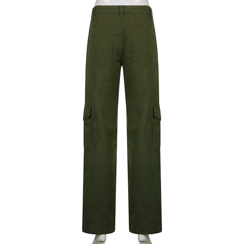 Green Printed Low Waisted Vintage Cargo Pants