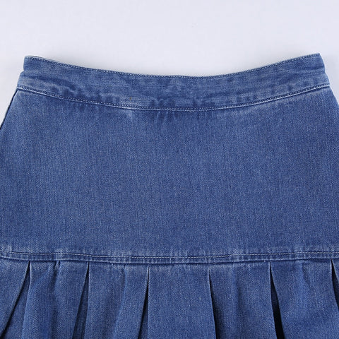 Women Jeans Skirts High Waist Pleated Skirts