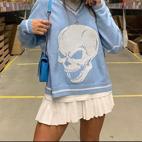 Long Sleeve Cartoon Knitted Oversized Sweater