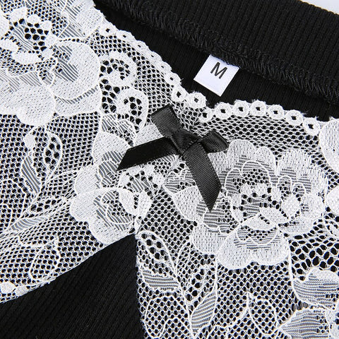 Black Lace Patchwork Sexy Split Mini Dress