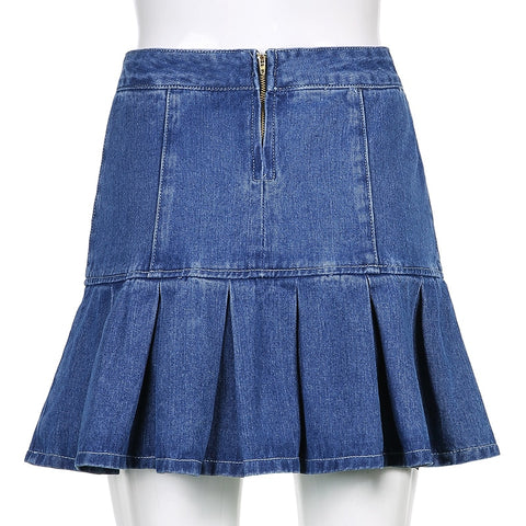 Women Jeans Skirts High Waist Pleated Skirts