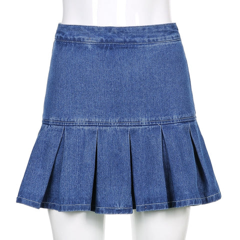 Women Jeans Skirts High Waist Pleated Skirts