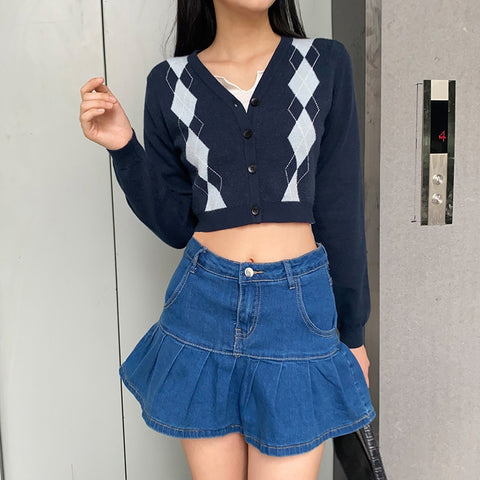 Women Jeans Skirts High Waist Pleated Skirts