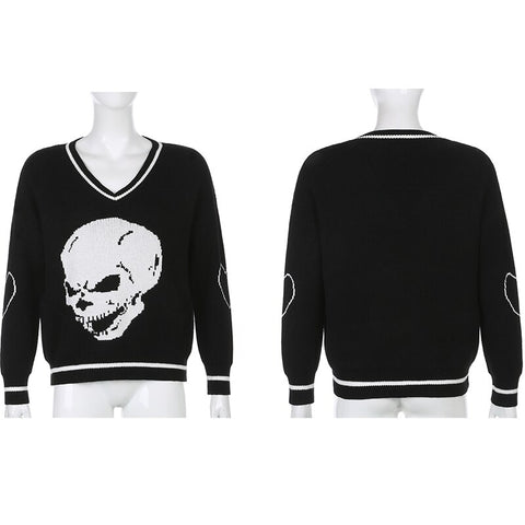 Long Sleeve Cartoon Knitted Oversized Sweater