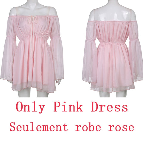 Women Chiffon Slash Neck Mini Dress