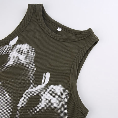 Women Vintage Streetwear Printed Tank Top