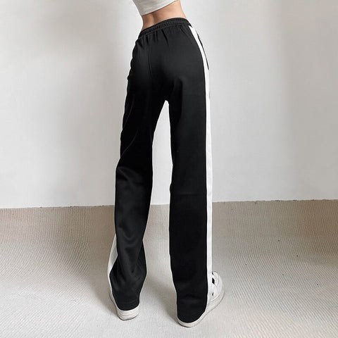 Pocket Side Stripe Low Waist Baggy Sweatpants