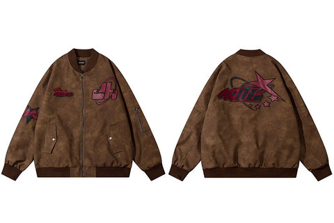 MAITG PU Leather Bomber Double-Sided Jacket