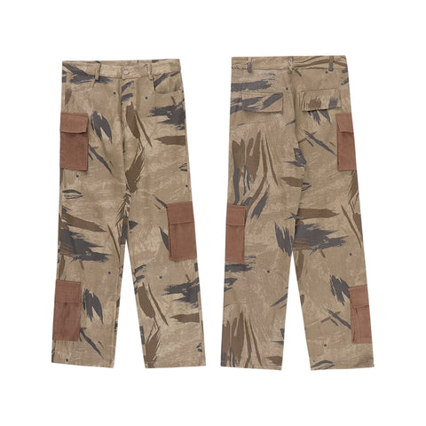 Pockets Patchwork Camouflage Cargo Pants