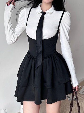 Korean Fashion Sleeveless Strap Skirts