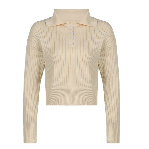 Cute Sweaters Turn Down Collar Full Sleeve Jumpers