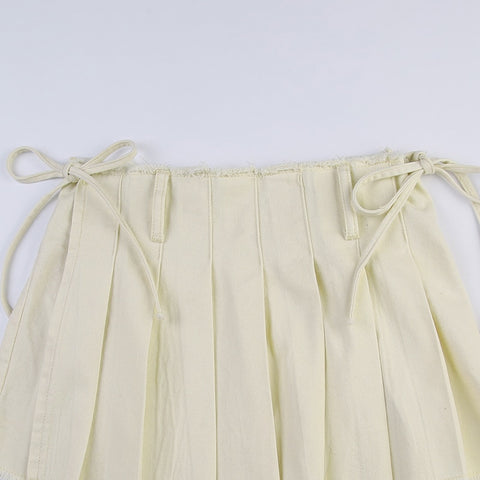 Low Waisted Asymmetrical Bow Pleated Skirts