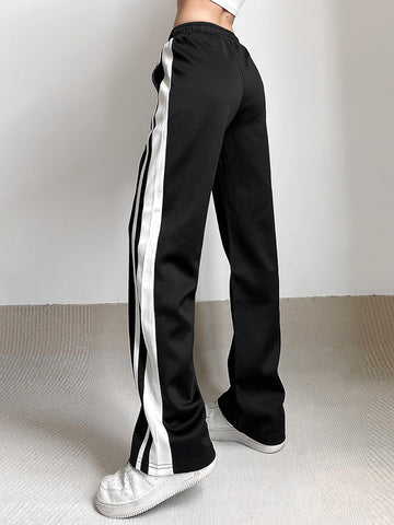 Pocket Side Stripe Low Waist Baggy Sweatpants