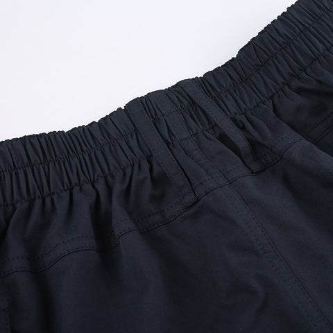 Solid Cargo Elastic Band Low Waisted Shorts