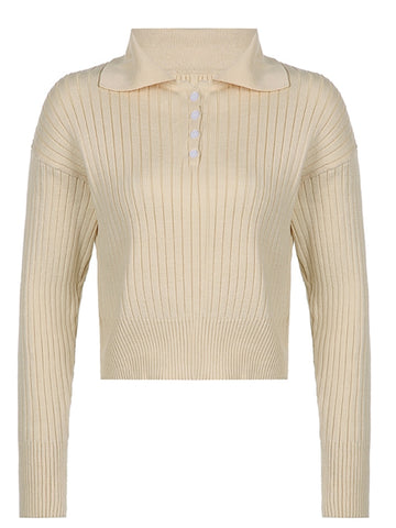 Cute Sweaters Turn Down Collar Full Sleeve Jumpers