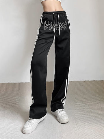 Pocket Side Stripe Low Waist Baggy Sweatpants