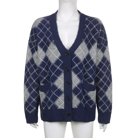 Autumn Winter Argyle Knitted Jumpers