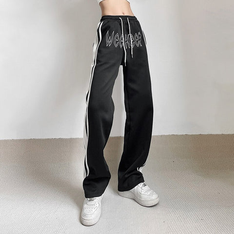 Pocket Side Stripe Low Waist Baggy Sweatpants