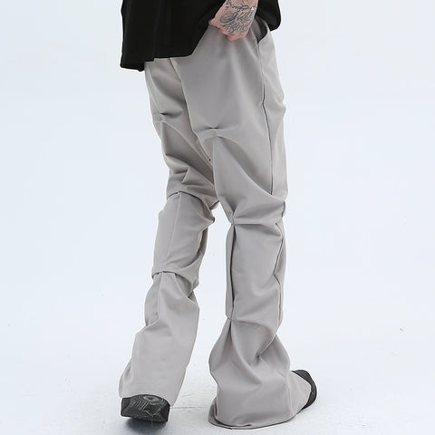 Pleated Straight Ruched Spliced Pants