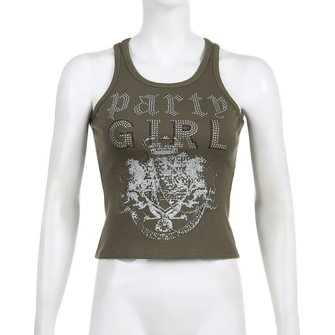 Harajuku Graphic Print Metal Chains Tank Top