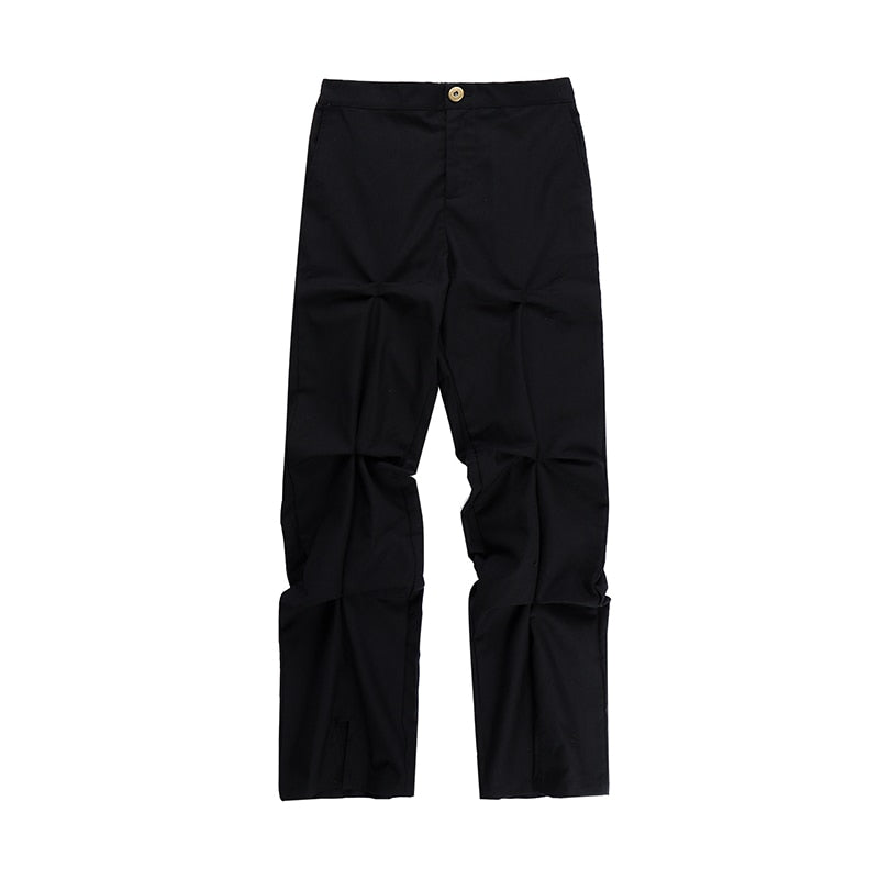 Pleated Straight Ruched Spliced Pants
