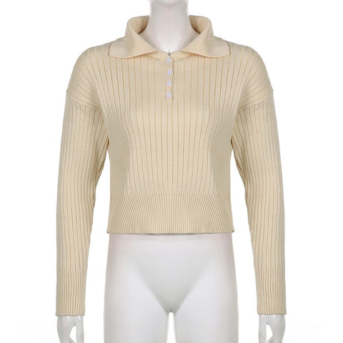 Cute Sweaters Turn Down Collar Full Sleeve Jumpers