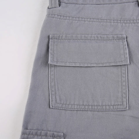 Big Pockets Baggy Straight Zipper Trousers