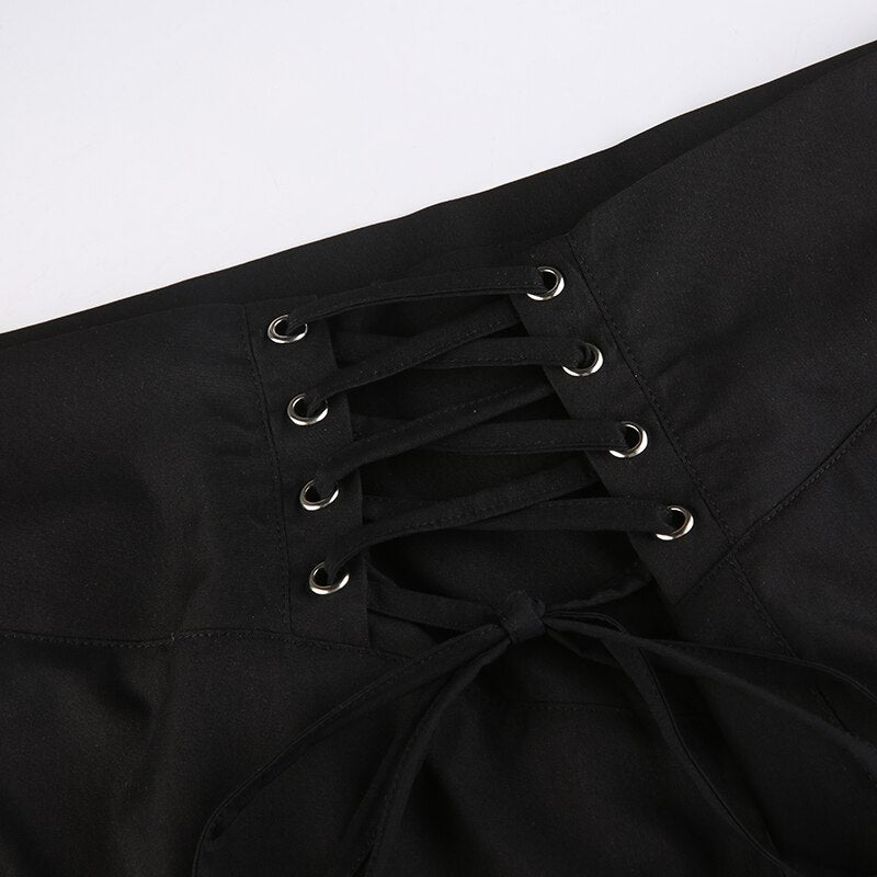 High Waist Lace Up Gothic Casual Skirts